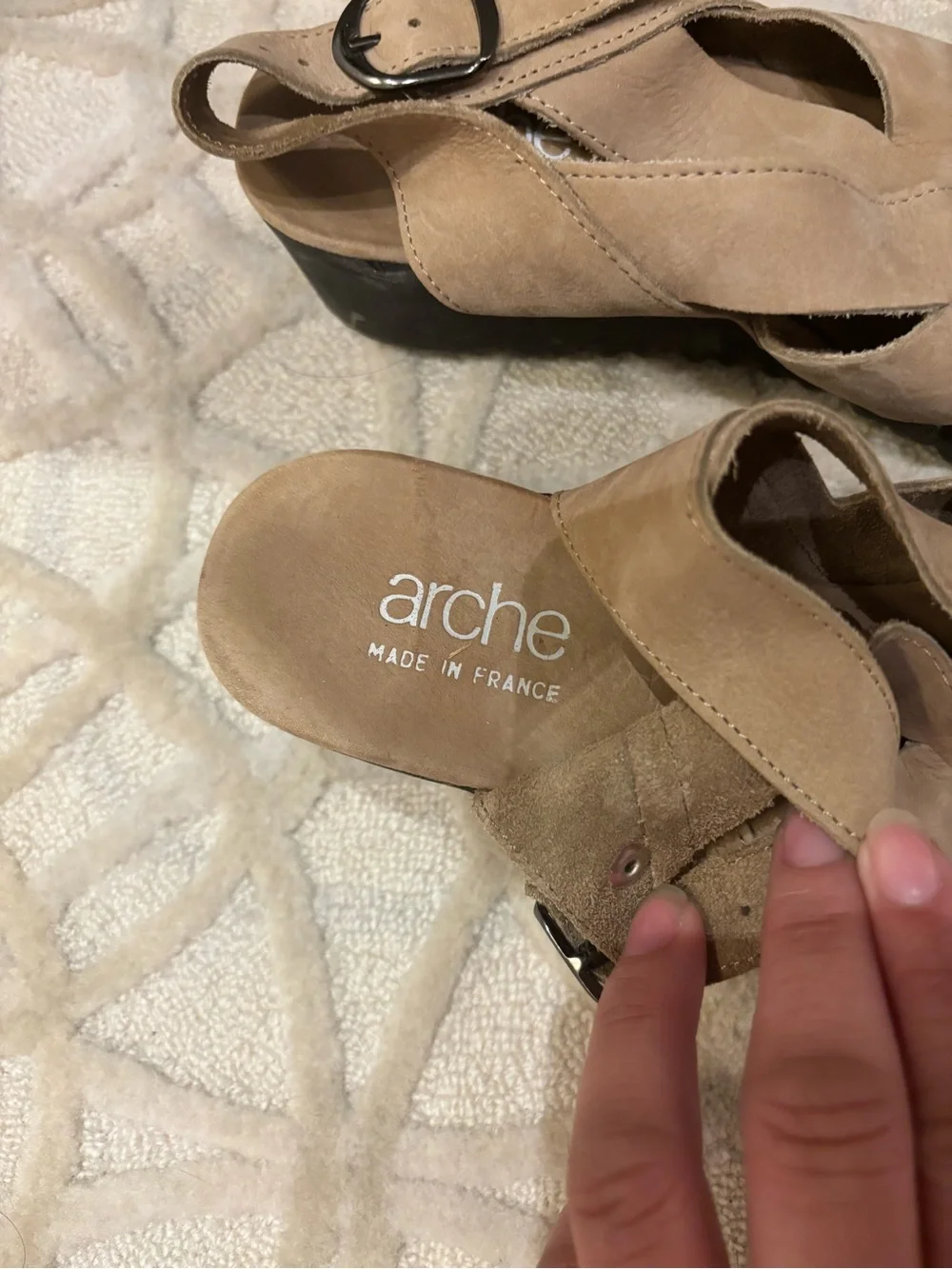 Arche Women's Beige Slingback Wedge Sandals